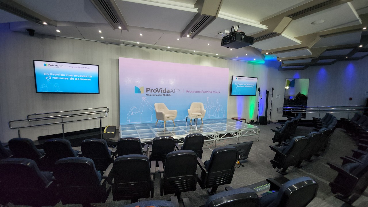 Producción audiovisual preparada para un evento corporativo de ProVida AFP
